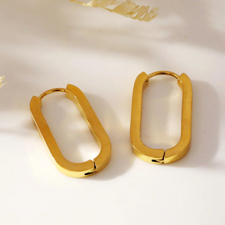 Rounded Corners Rectangular Hoop Earrings