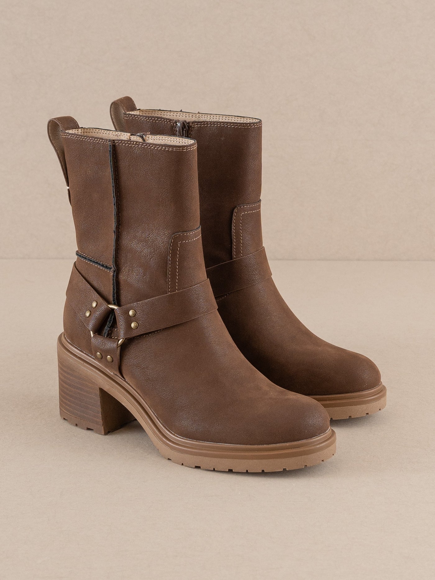 The Clyde Moto Ankle Boots - Coffee