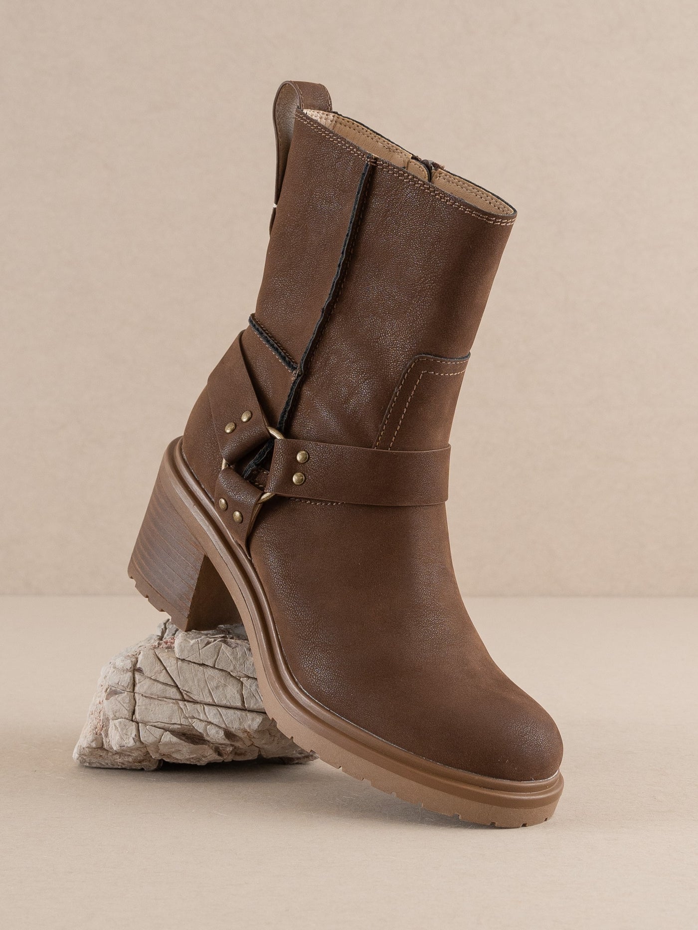 The Clyde Moto Ankle Boots - Coffee