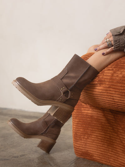 The Clyde Moto Ankle Boots - Coffee