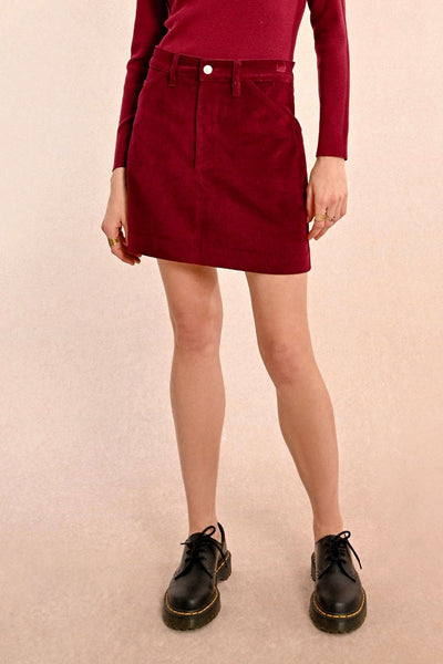 The Caroline Corduroy Skirt - Deep Red