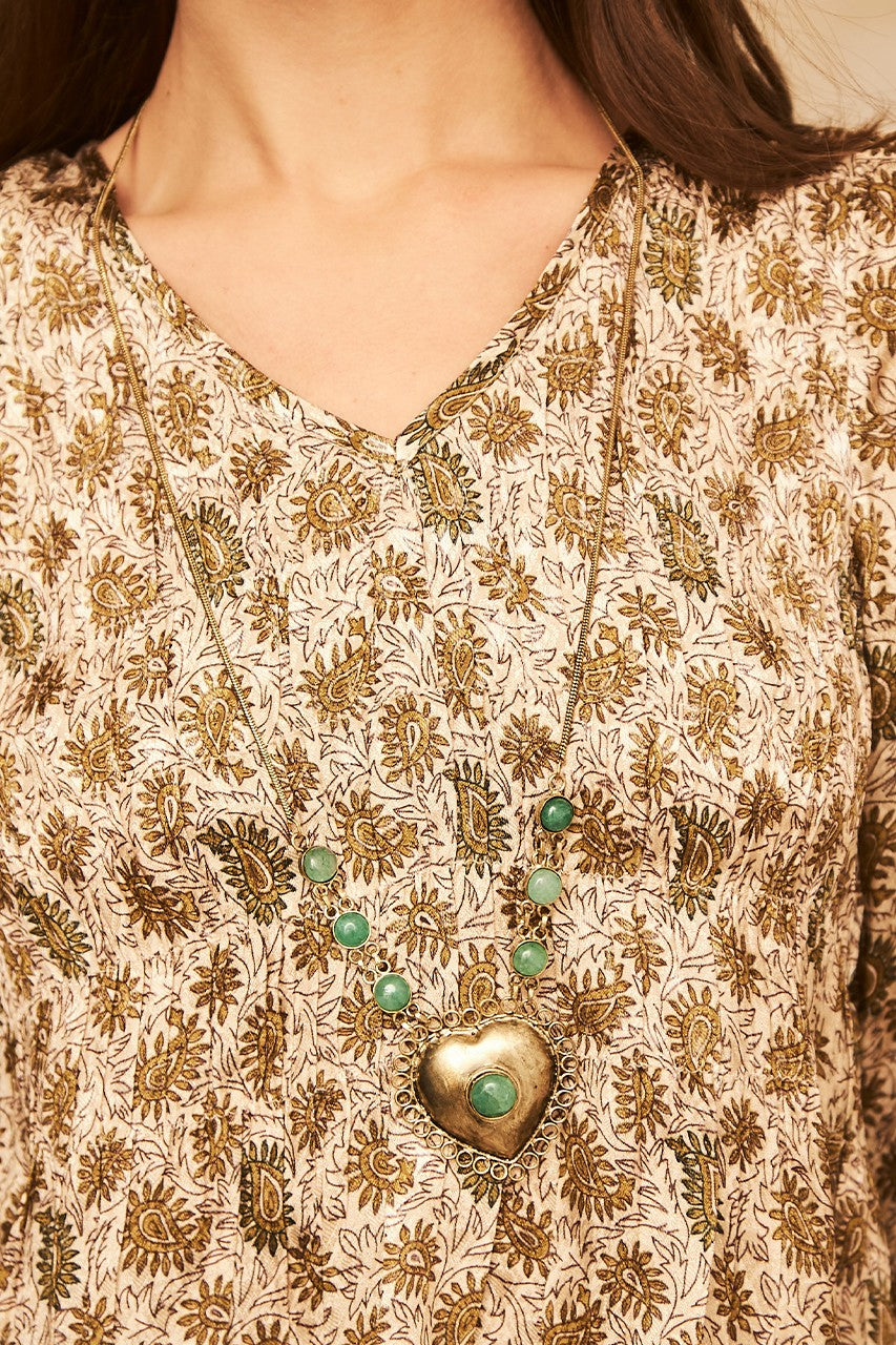 Long chain natural stone necklace