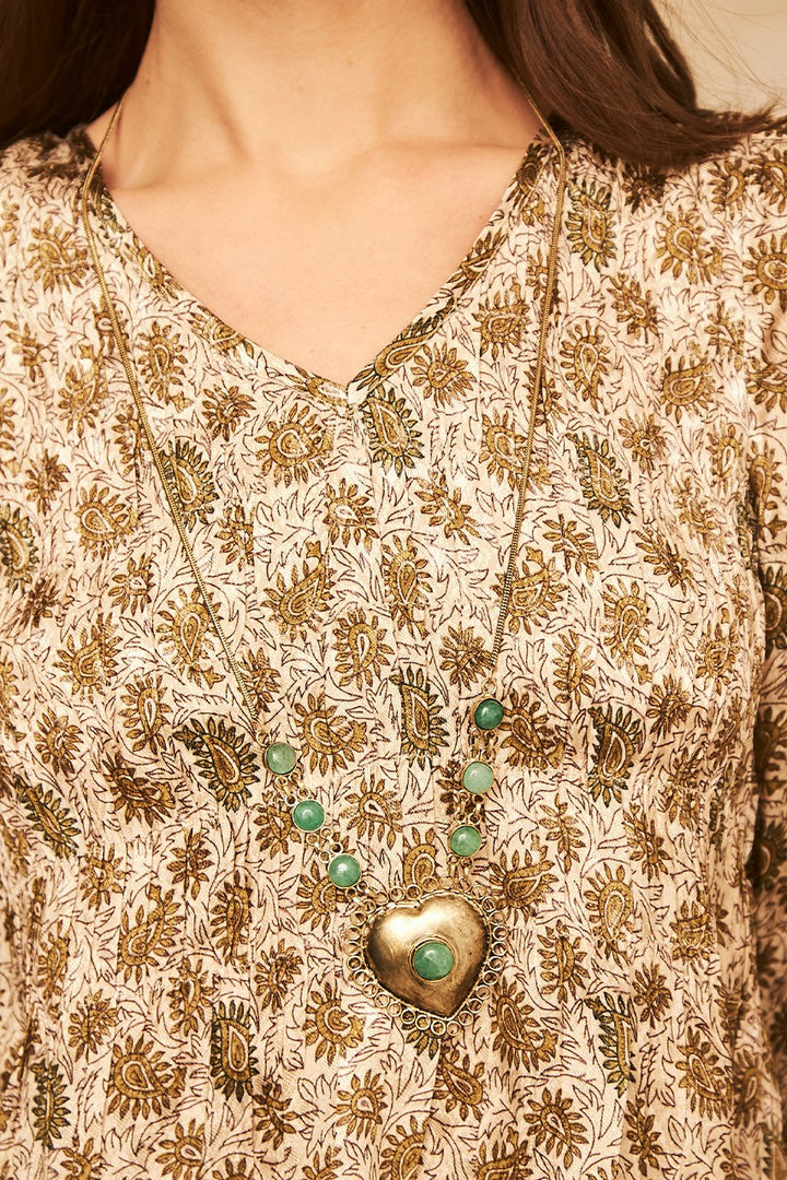 Long chain natural stone necklace
