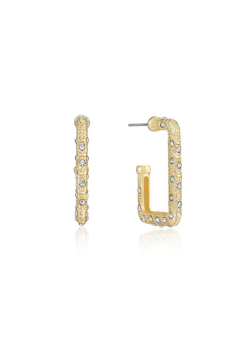 Crystal Studded Rectangular Earrings