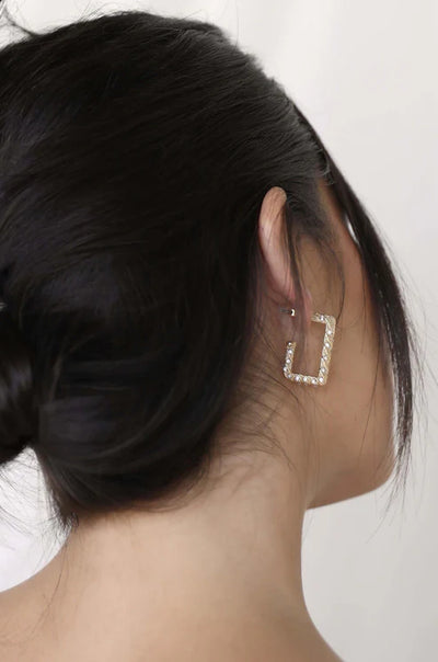 Crystal Studded Rectangular Earrings