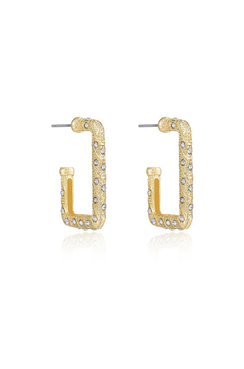 Crystal Studded Rectangular Earrings