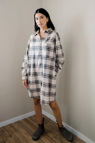 Erika Flannel Plaid Shirt Dress