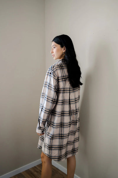 Erika Flannel Plaid Shirt Dress