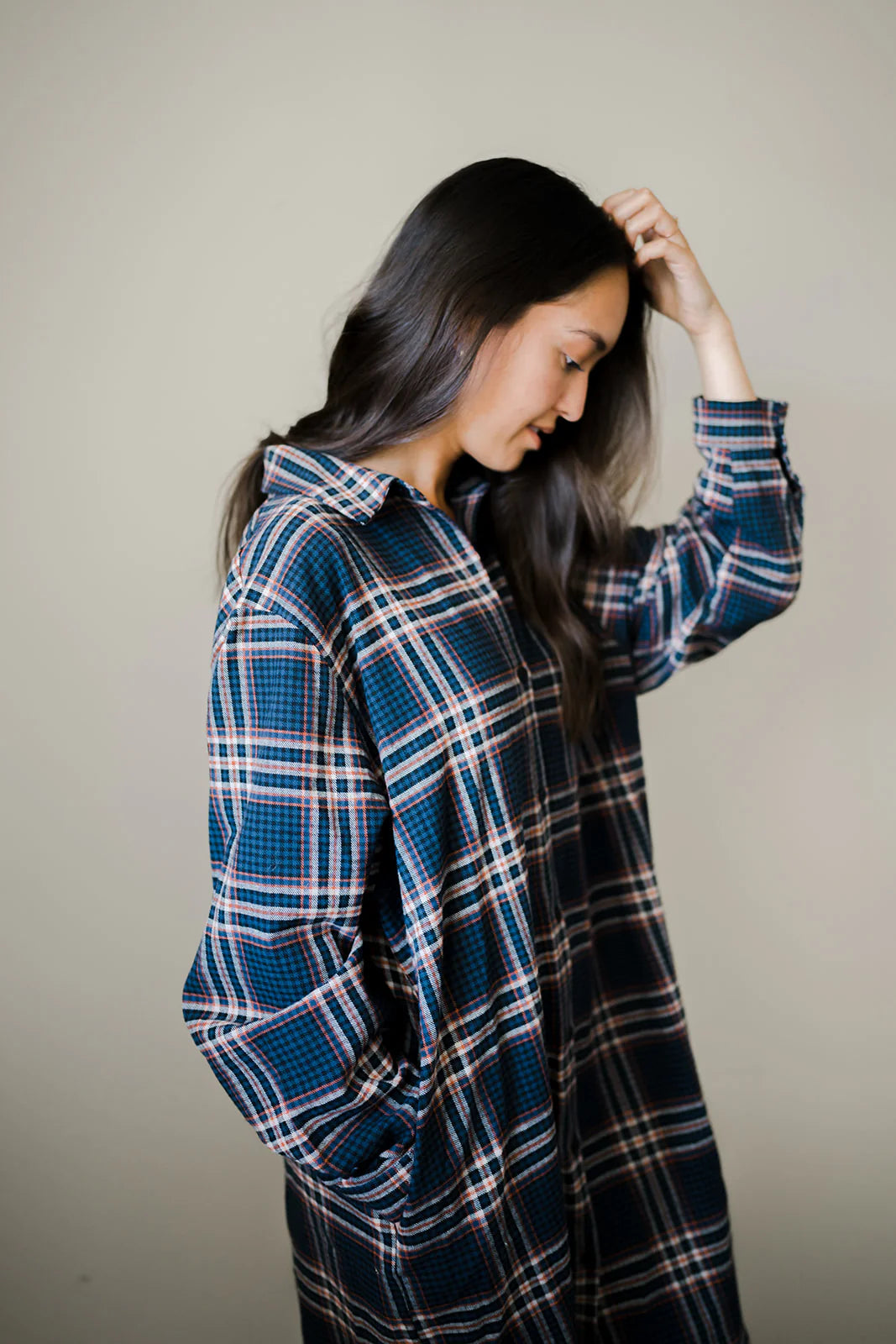 Erika Flannel Plaid Shirt Dress