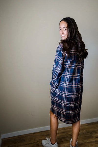 Erika Flannel Plaid Shirt Dress