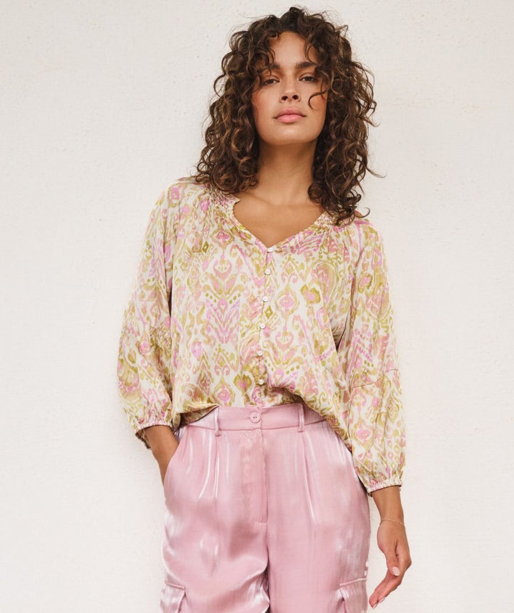 Astro Button Through Solar Blouse - Multi Print
