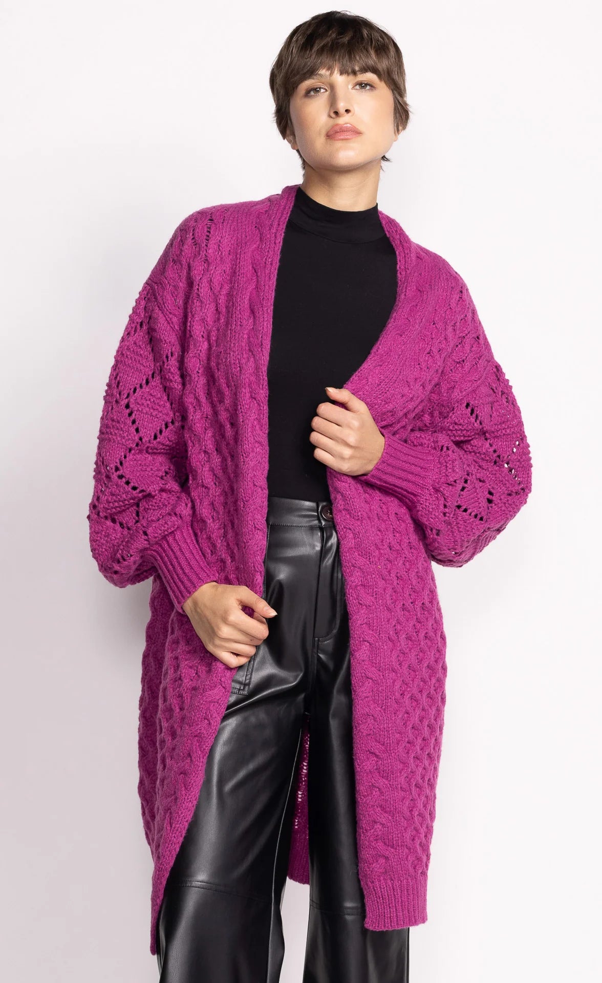 Irie Sweater Cardigan - Deep Pink