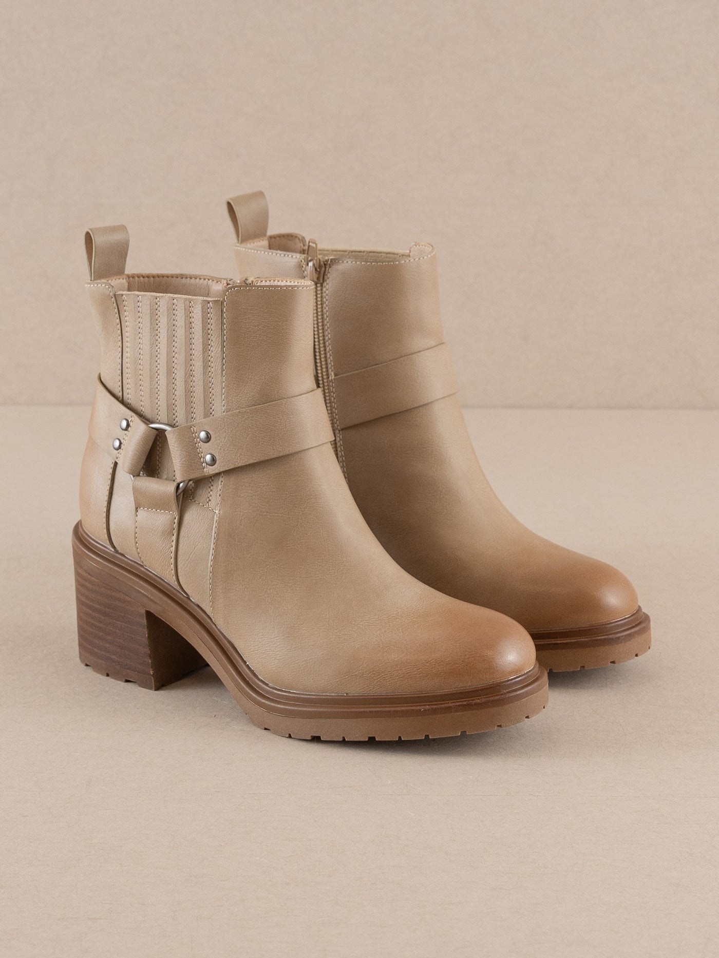 The Jayden Motorcycle Booties - Khaki