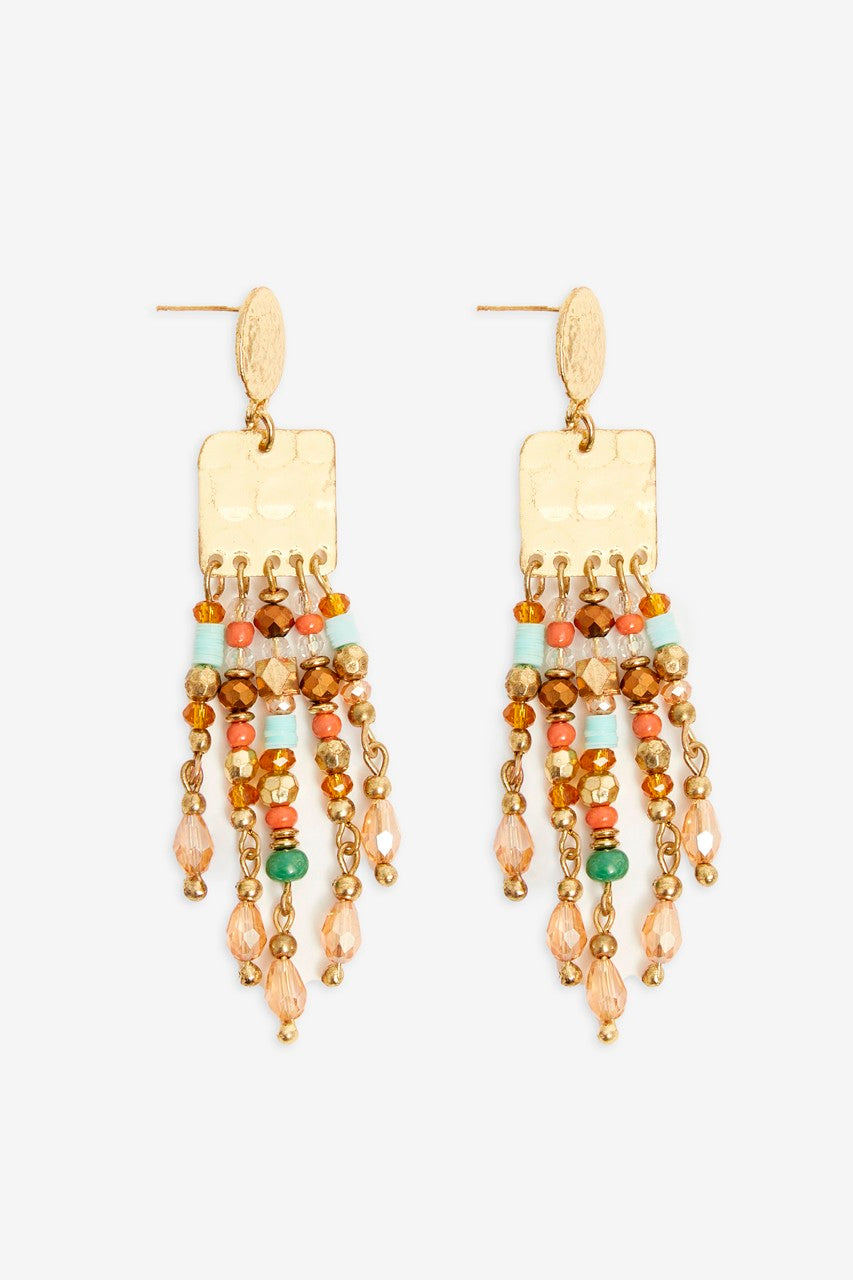 Long Multi Color Earrings - Bronze