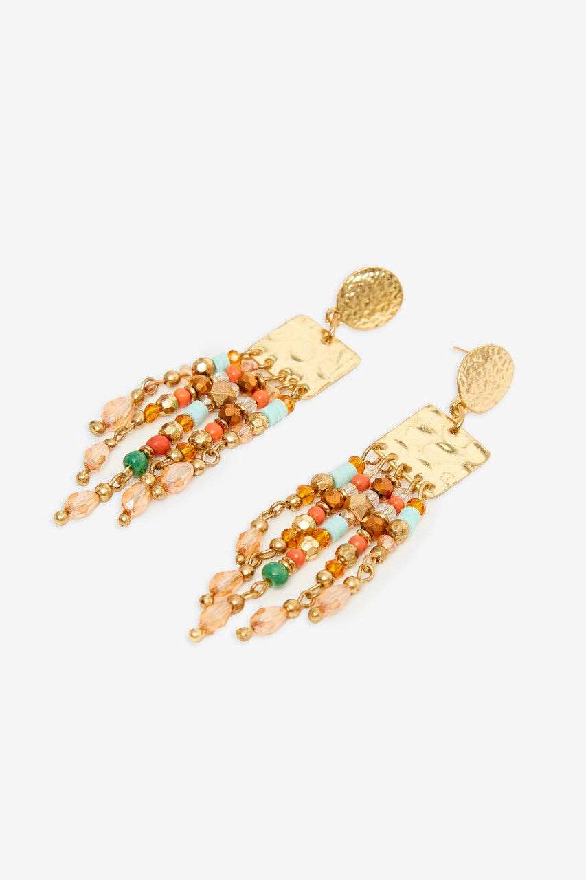 Long Multi Color Earrings - Bronze