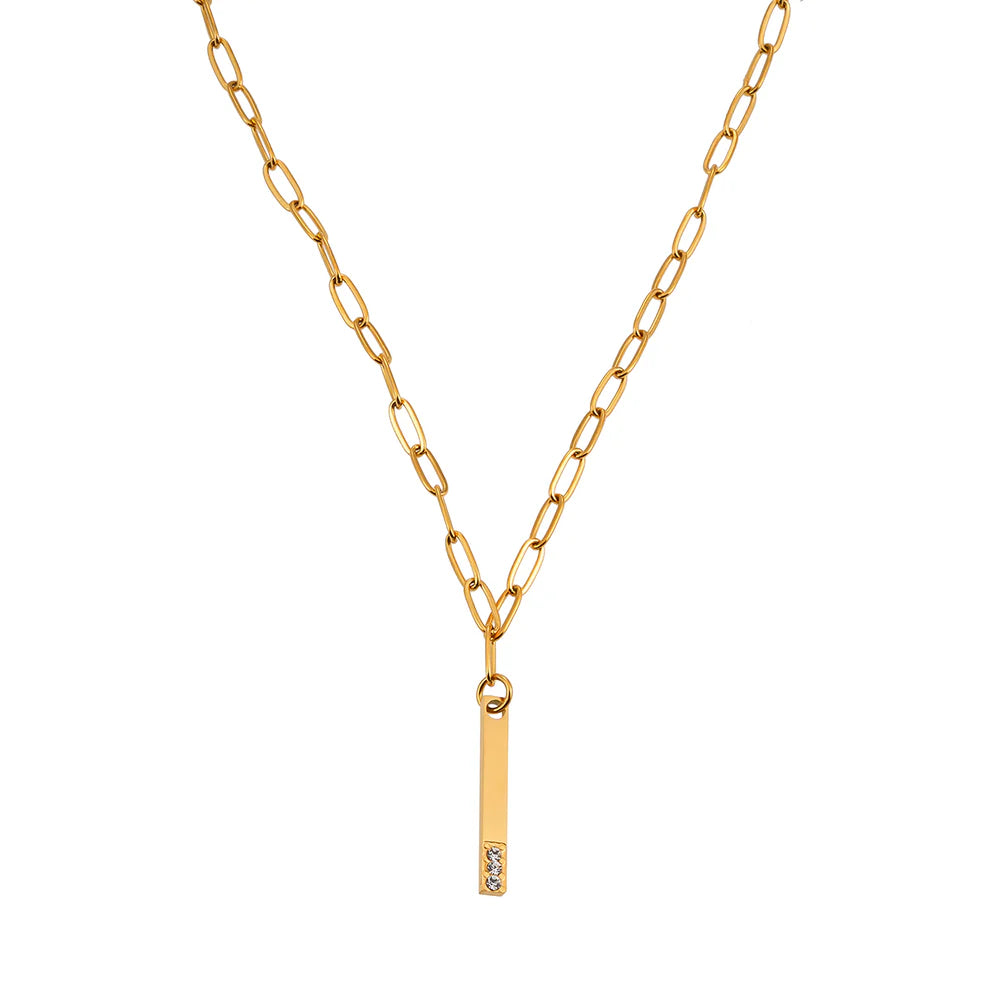Minimalist Chain Necklace with Zirconia Gemstones