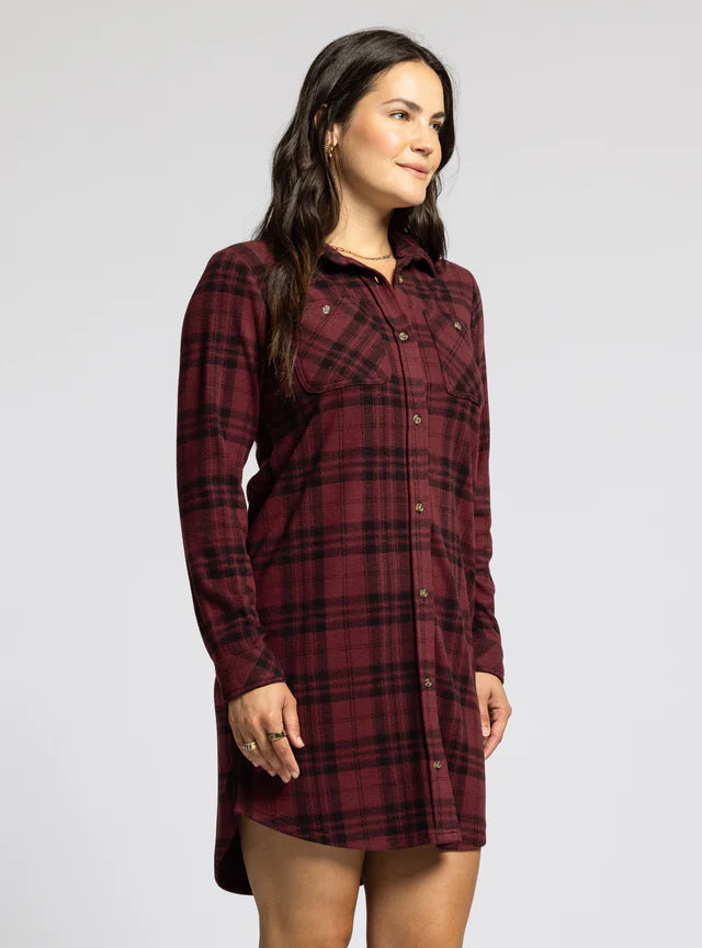 Leslie Dress - Burgundy Plaid