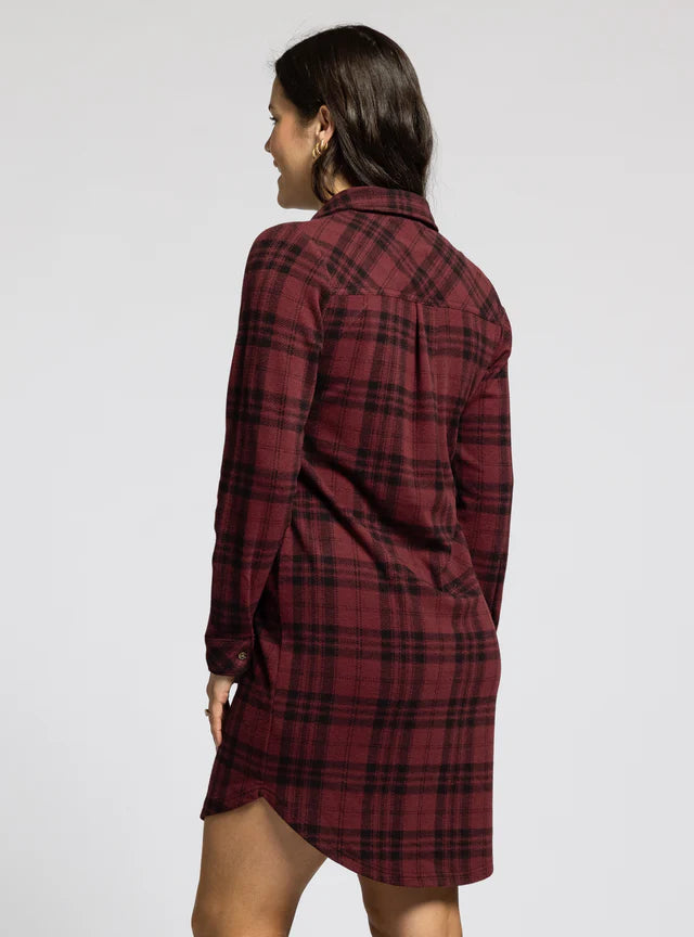 Leslie Dress - Burgundy Plaid