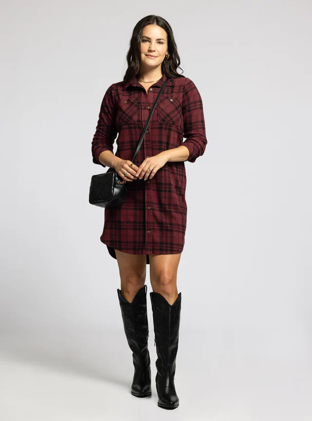 Leslie Dress - Burgundy Plaid