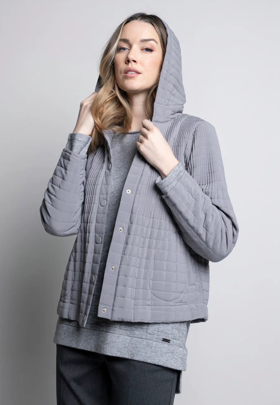 Pleated Hooded Jacket - Grey