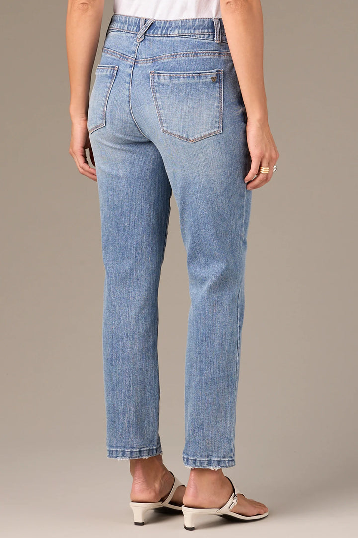 Logan High Rise Vintage Skinny Jeans with Distressed Hem - Light Blue Artisanal Denim