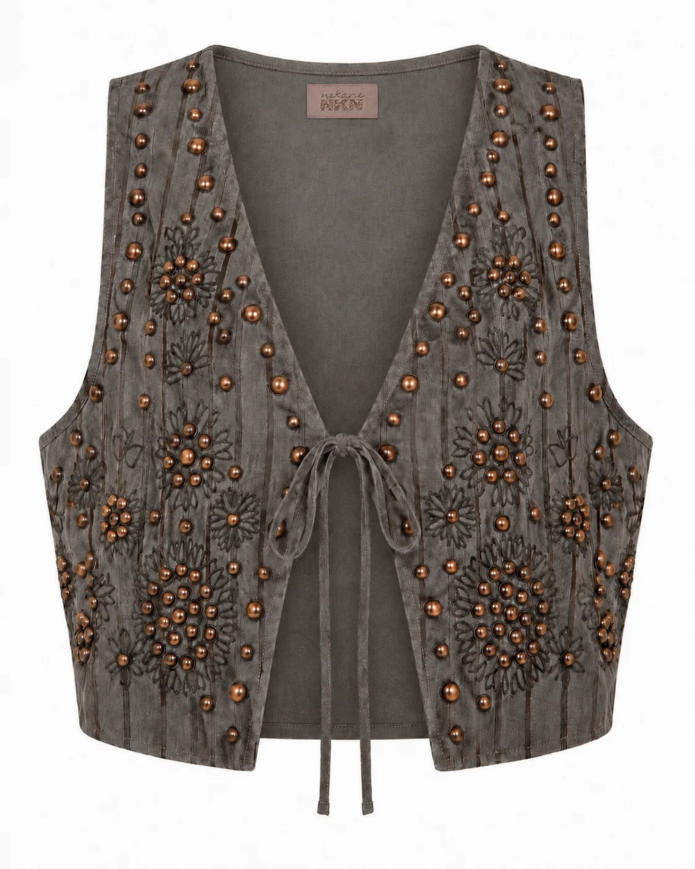 Nekane Striped and Studded Vest - Grey