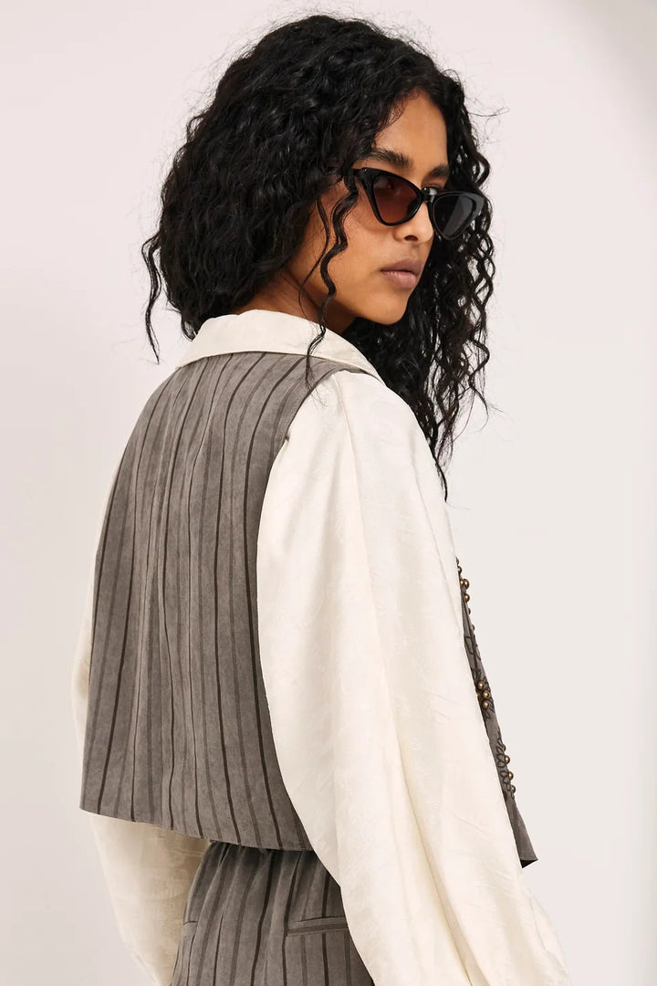 Nekane Striped and Studded Vest - Grey