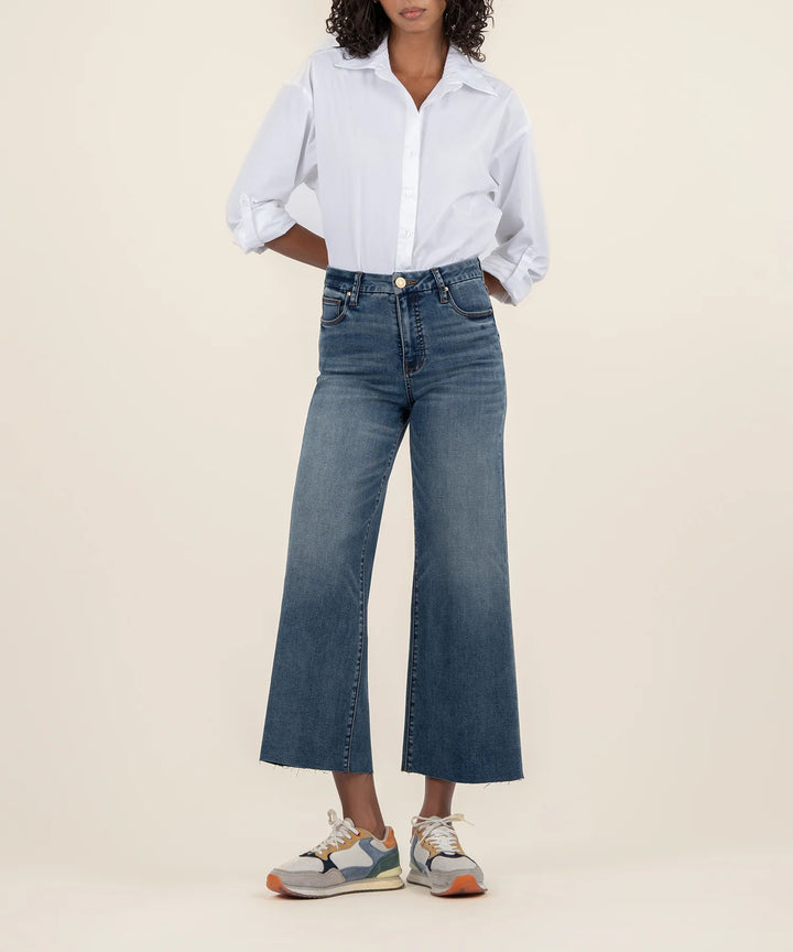 Meg High Rise Wide Leg Jeans - Peacefully W/Dk Base Wash