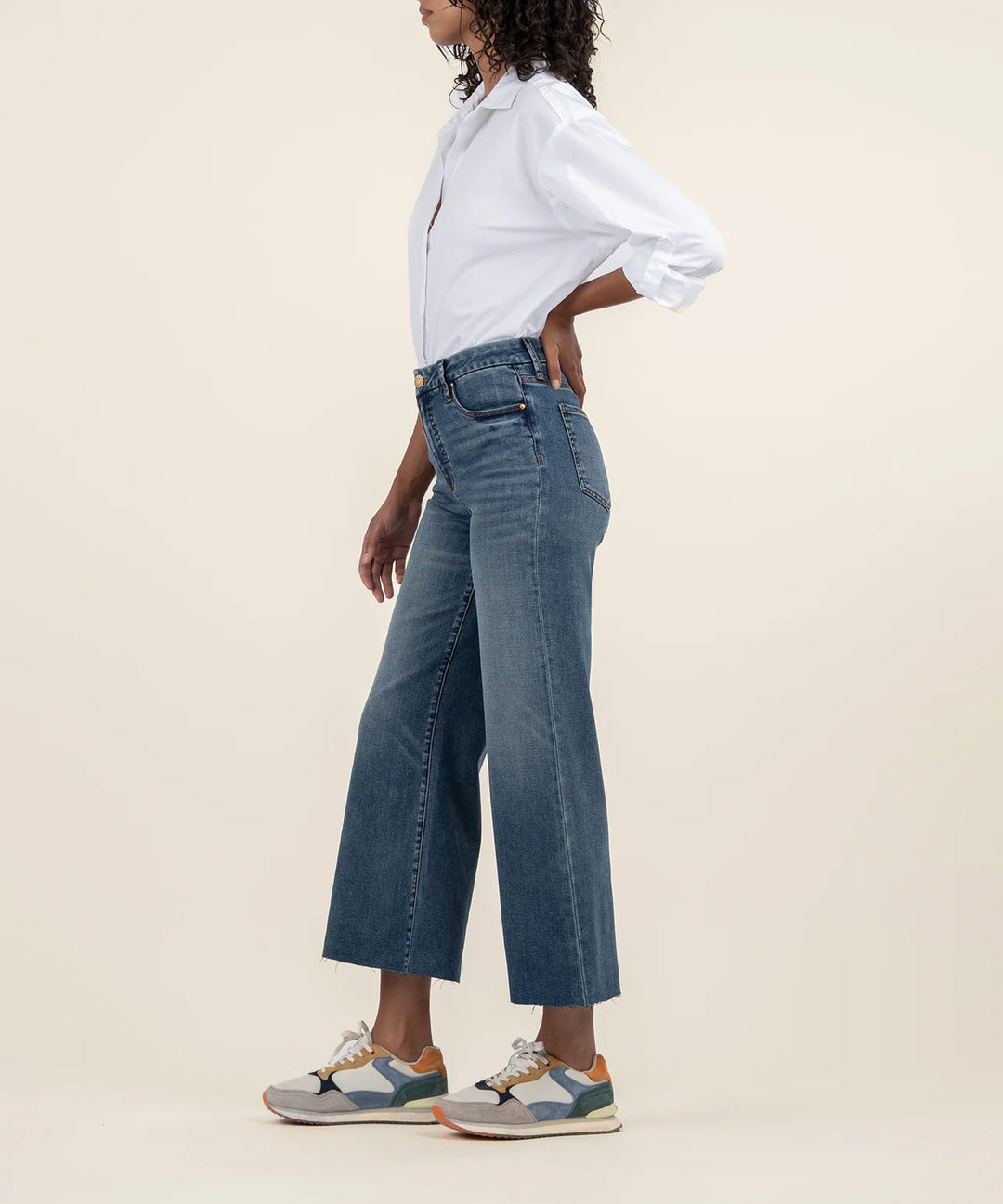 Meg High Rise Wide Leg Jeans - Peacefully W/Dk Base Wash