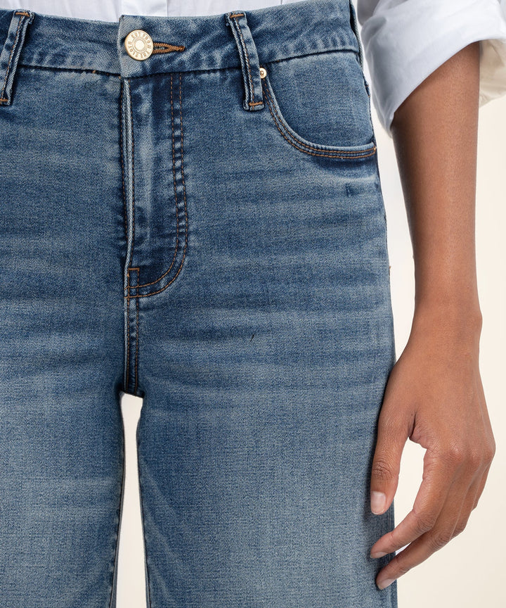 Meg High Rise Wide Leg Jeans - Peacefully W/Dk Base Wash