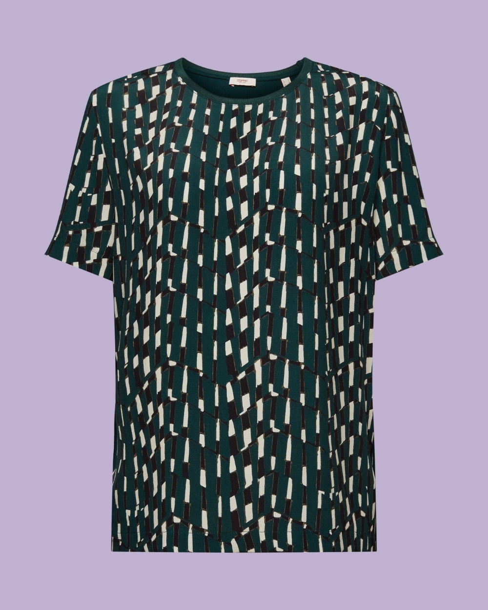 Print Front/Solid Back Tee - Teal Green