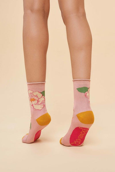 Ladies Bamboo Ankle Socks - Tropical Floral Petal