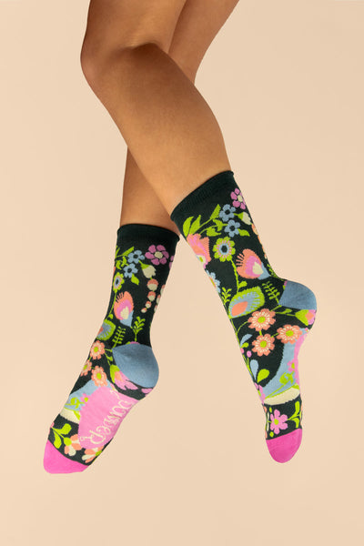 Scandinavian Floral Bamboo Ankle Socks