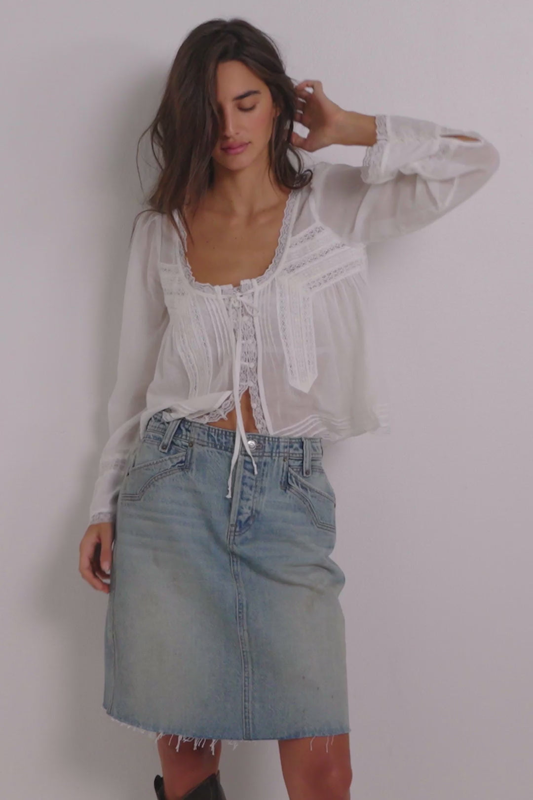 RESTOCKED! Suzy Denim Midi Skirt - Sun Stoned Blue