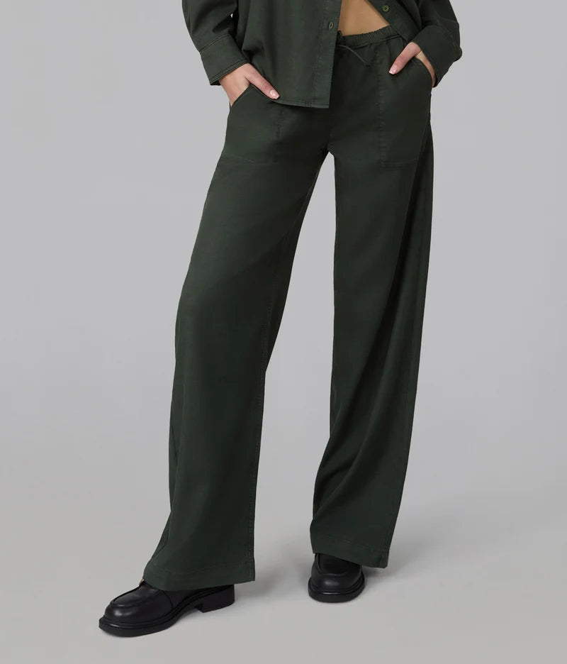 Remy Mid Rise Wide Leg Pants - Command Sage