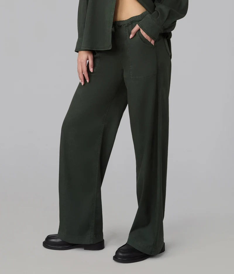 Remy Mid Rise Wide Leg Pants - Command Sage