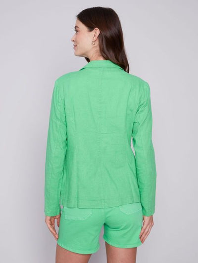 Solid Linen Blazer - Emerald