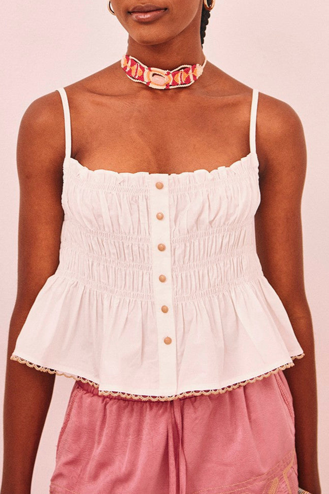 Smock Crop Top - White