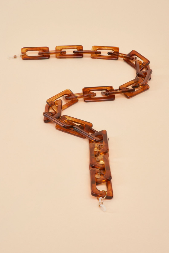 Glasses Chain - Rectangle Block in Tortoiseshell