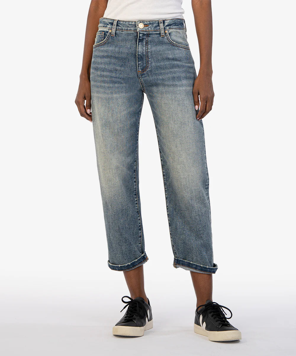 Sienna Baggy Boyfriend Crop Jeans - Shaped with Med Base Wash