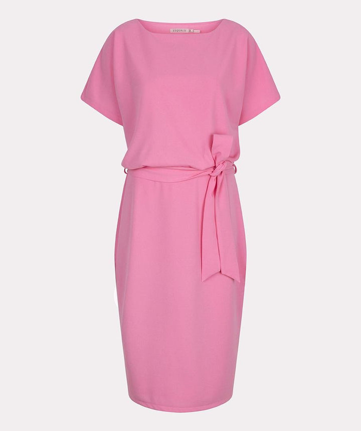 Short Sleeve Batwing Style Midi Dress - Rose Pink