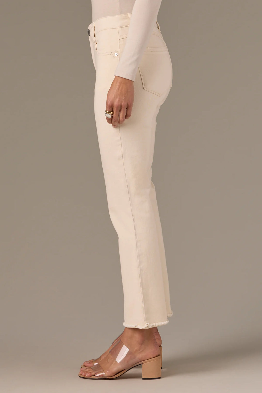 Tatum Highrise Fray Hem Itty Bitty Jeans - Ecru