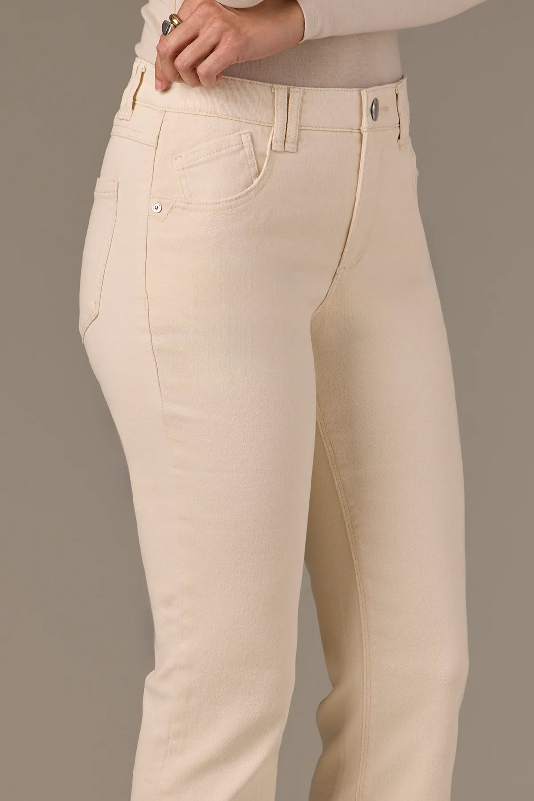 Tatum Highrise Fray Hem Itty Bitty Jeans - Ecru