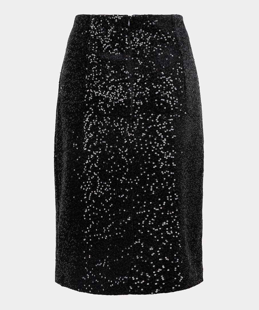 Velvet Sequin Skirt - Black