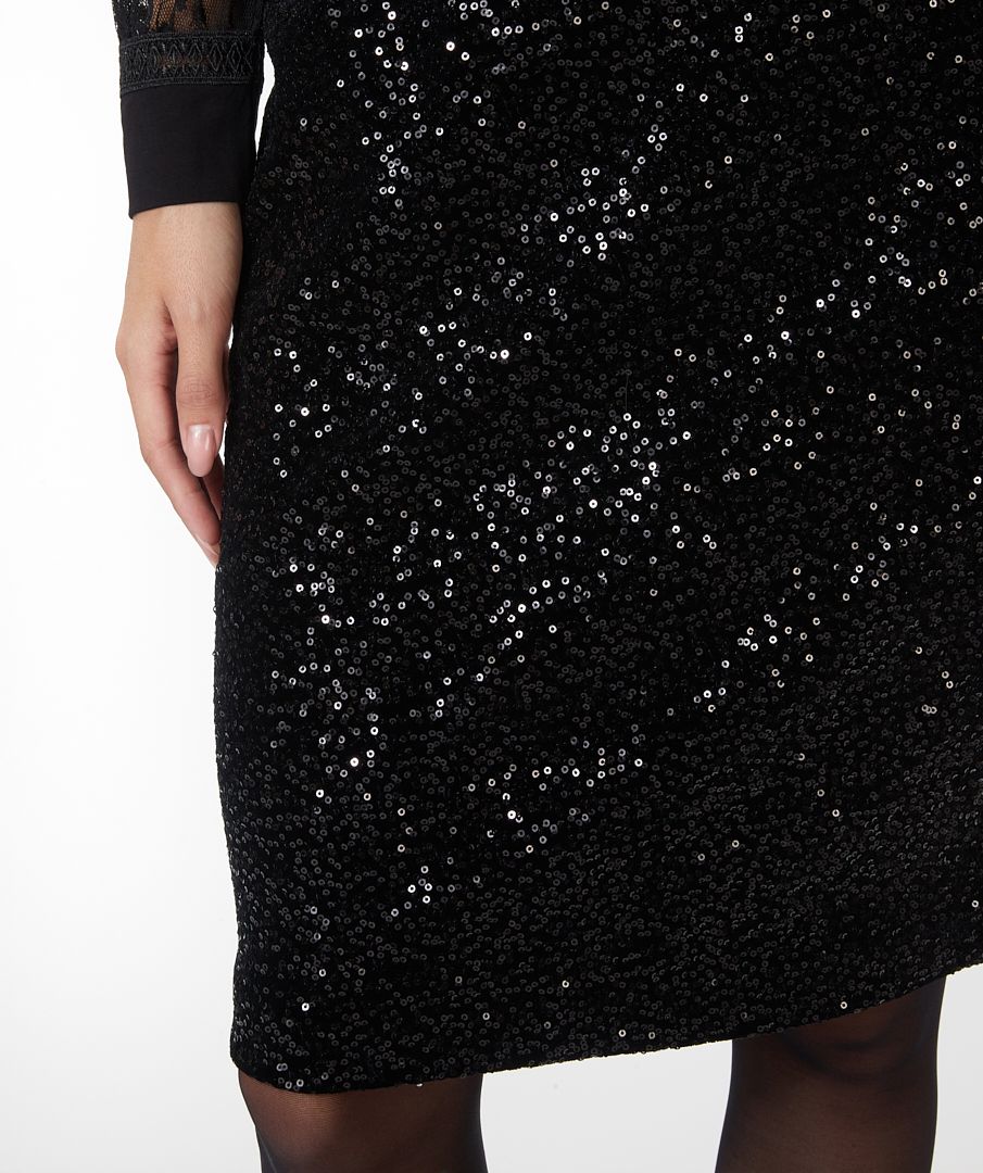 Velvet Sequin Skirt - Black