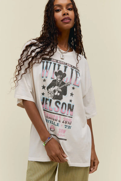 Willy Nelson One Night Only O/S Tee - Dirty White