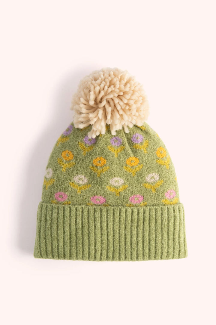 Willow Ditsy Flower Pompom Hat - Sage