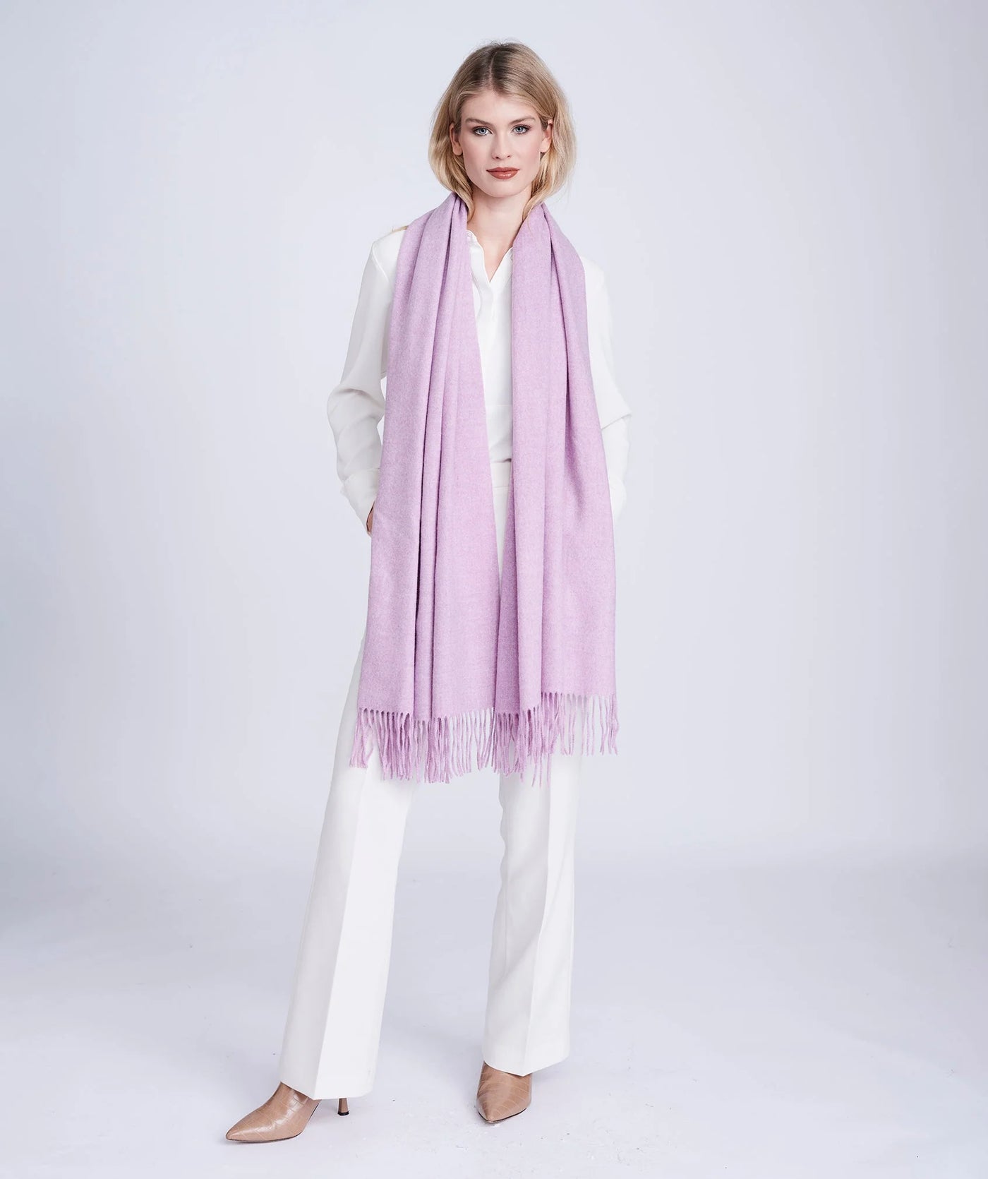 Lilac Oversized Oblong Scarf with Raw Edges