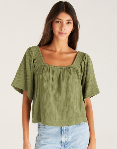 No Rules Gauze Top // Olive