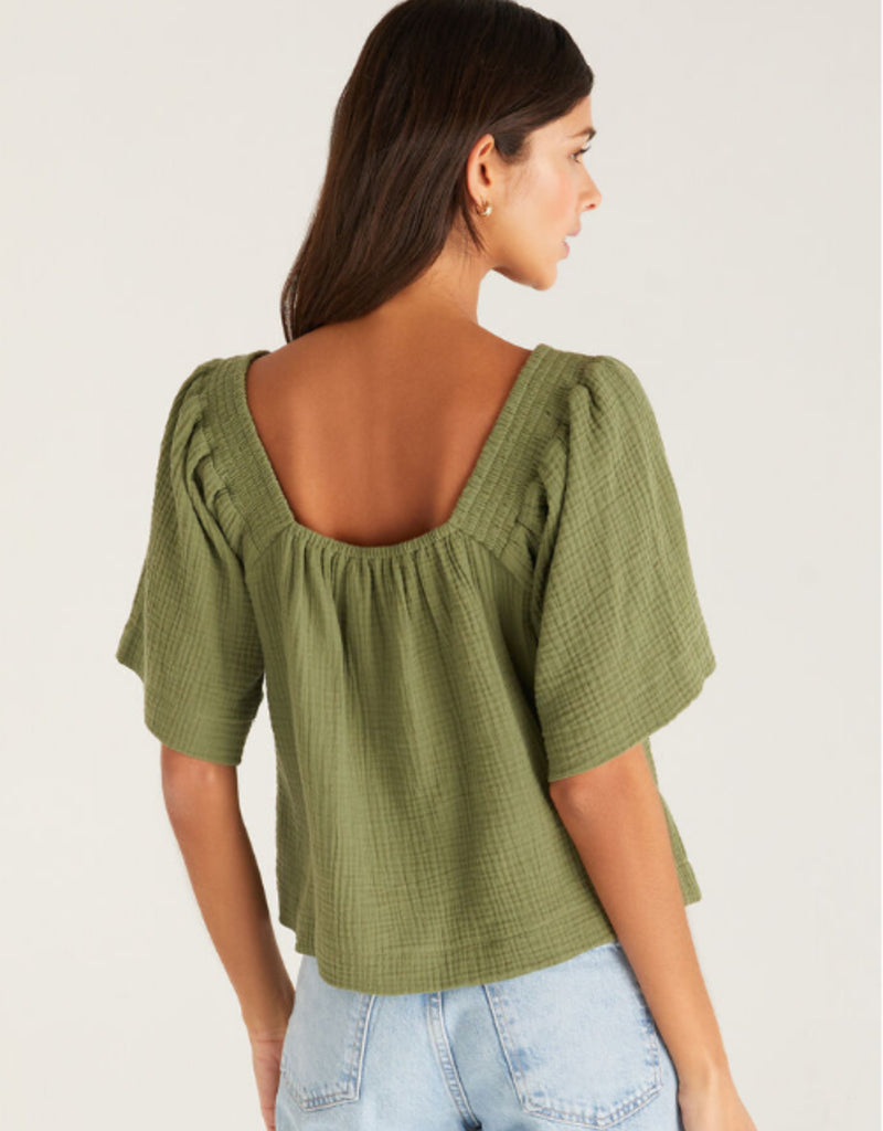 No Rules Gauze Top // Olive